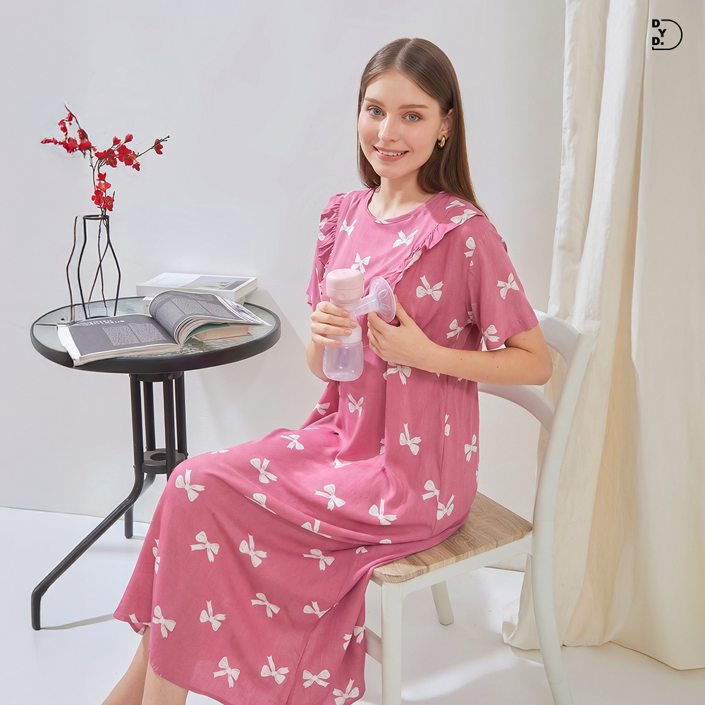 Maudy Midi Dress Menyusui - DYD Label - Homedress Bahan Rayon Bukaan Samping