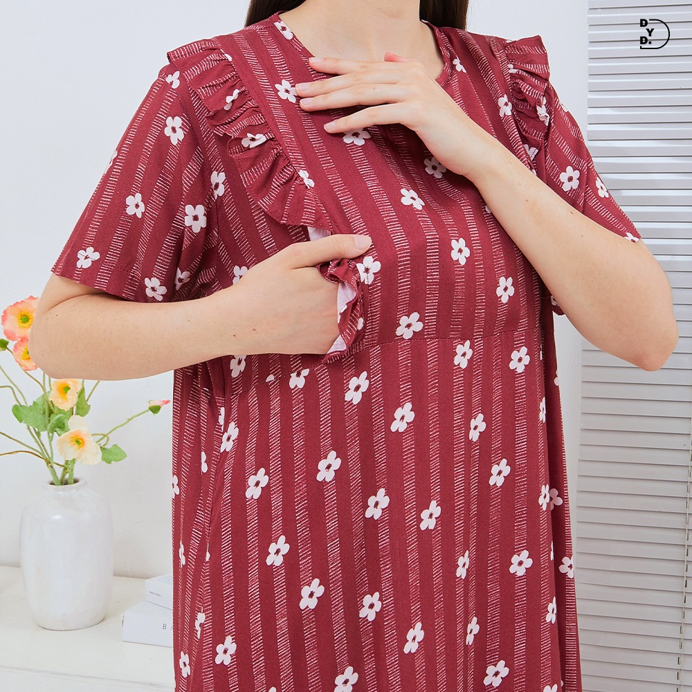 Maudy Midi Dress Menyusui - DYD Label - Homedress Bahan Rayon Bukaan Samping