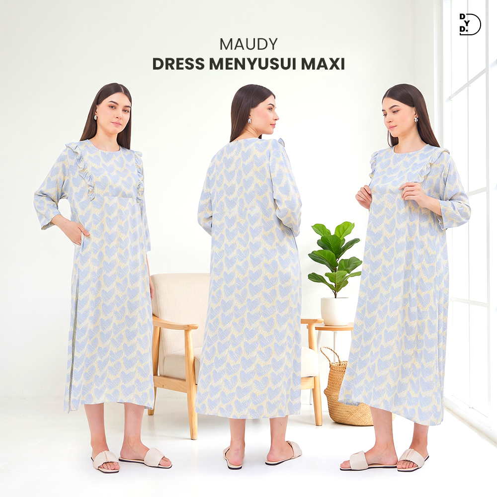 Maudy Maxi Dress Menyusui - DYD Label - Homedress Bahan Rayon Bukaan Samping