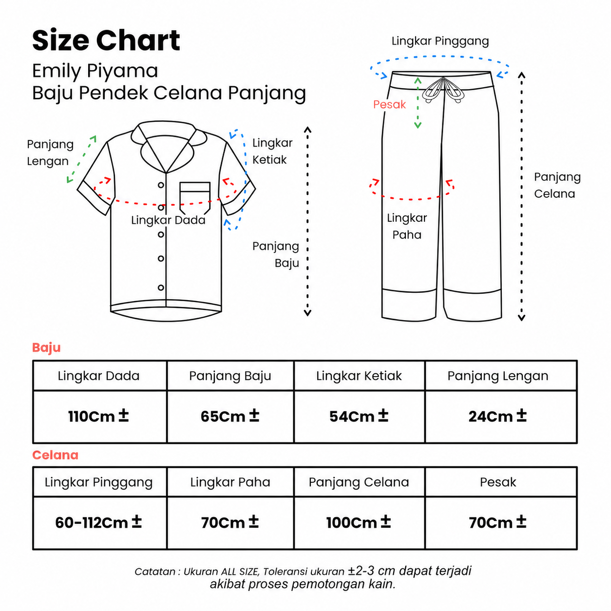 Emily Piyama Baju Pendek & Celana Panjang - DYD Label - One Set Bahan Rayon