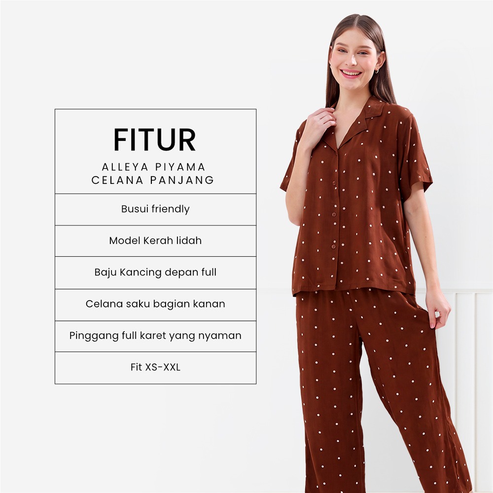 Alleya Piyama Set Celana Panjang - DYD Label - One Set Bahan Rayon