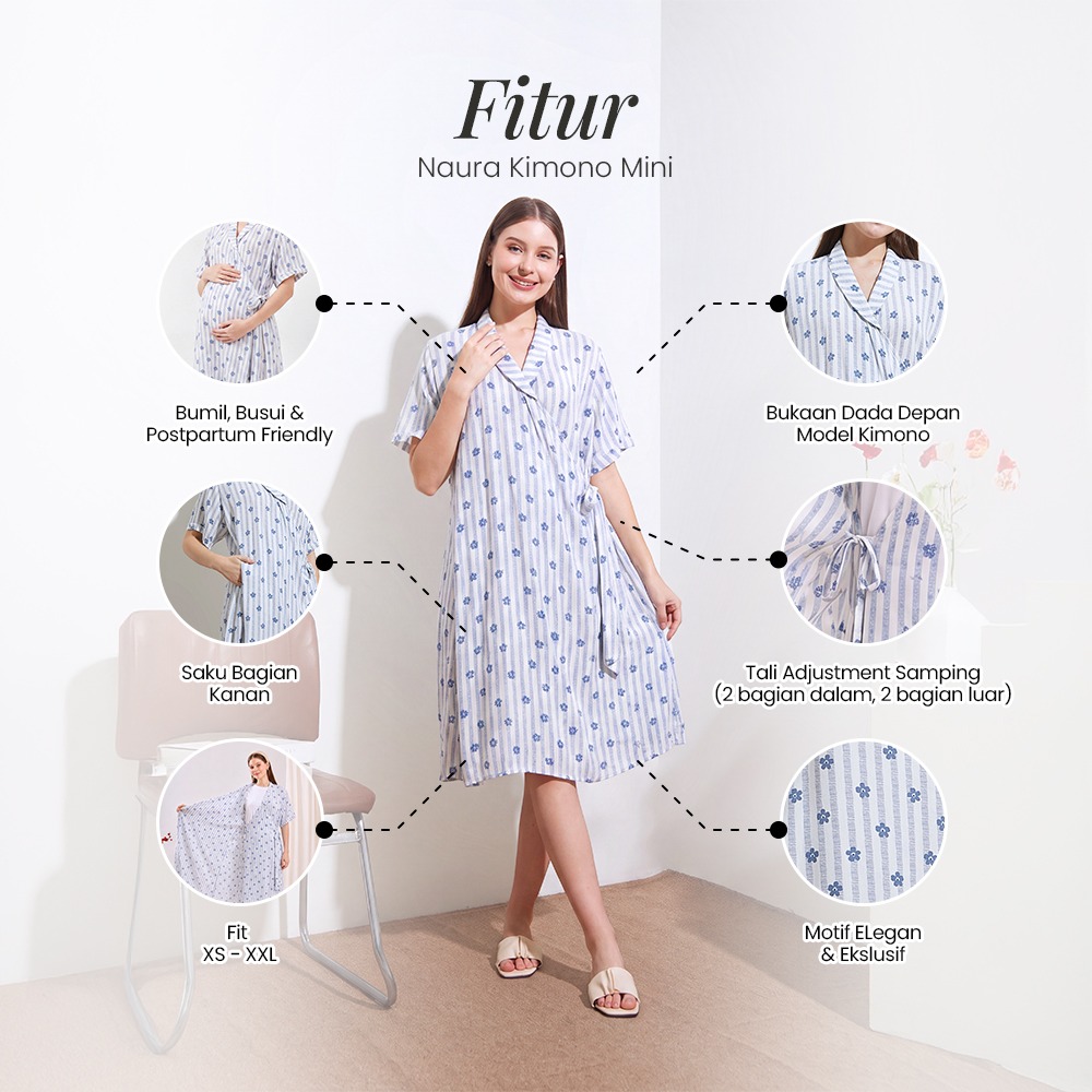 Naura Kimono Mini - DYD Label - Homedress Lahiran Bahan Rayon