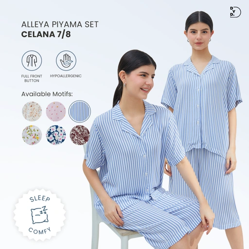 Image of ALLEYA SET - PIYAMA SET 7/8 - CELANA 7/8 BAHAN RAYON