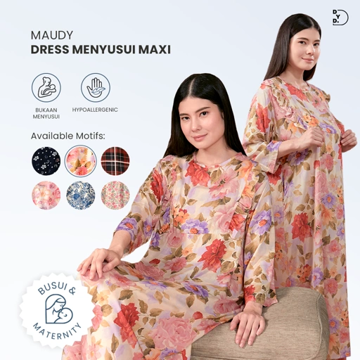 Image of Maudy Maxi Dress Menyusui - DYD Label - Homedress Bahan Rayon Bukaan Samping