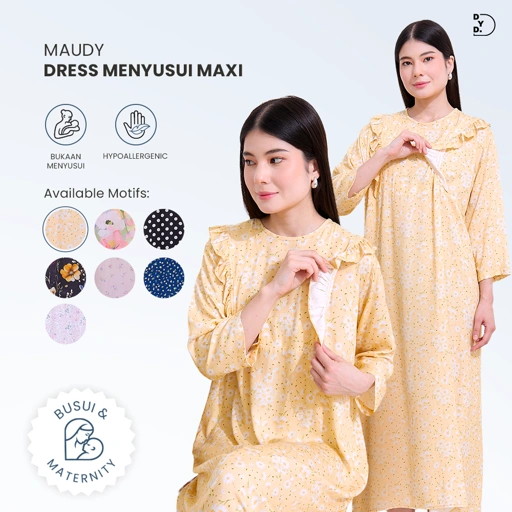 Image of Maudy Maxi Dress Menyusui - DYD Label - Homedress Bahan Rayon Bukaan Samping
