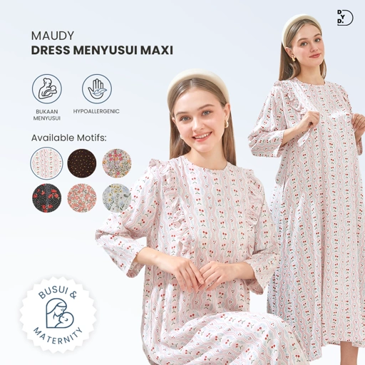 Image of Maudy Maxi Dress Menyusui - DYD Label - Homedress Bahan Rayon Bukaan Samping