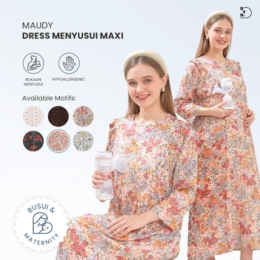 Image of Maudy Maxi Dress Menyusui - DYD Label - Homedress Bahan Rayon Bukaan Samping
