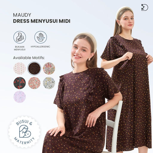 Image of Maudy Midi Dress Menyusui - DYD Label - Homedress Bahan Rayon Bukaan Samping