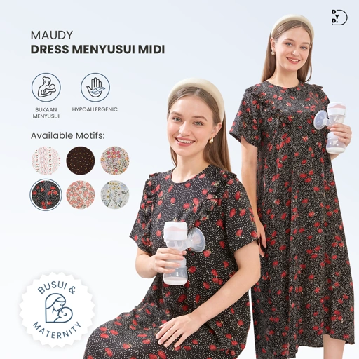 Image of Maudy Midi Dress Menyusui - DYD Label - Homedress Bahan Rayon Bukaan Samping