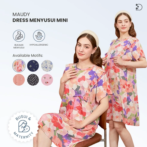 Image of DYD LABEL Maudy Mini Dress Menyusui Ruffle Dress Wanita Baju Menyusui Premium Bukaan Samping Busui Friendly Bahan Rayon Fit to XL