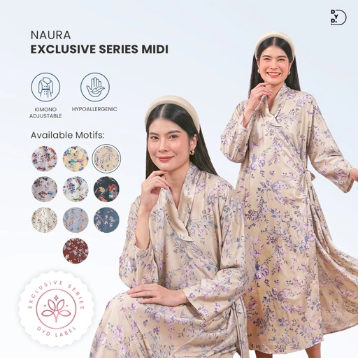 Naura Kimono Midi Exclusive Series - DYD Label - Homedress Bahan Organic Silk