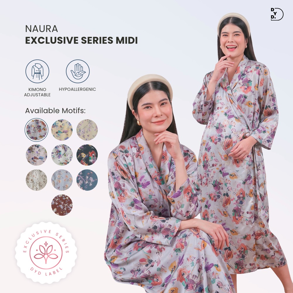 Naura Kimono Midi Exclusive Series - DYD Label - Homedress Bahan Organic Silk