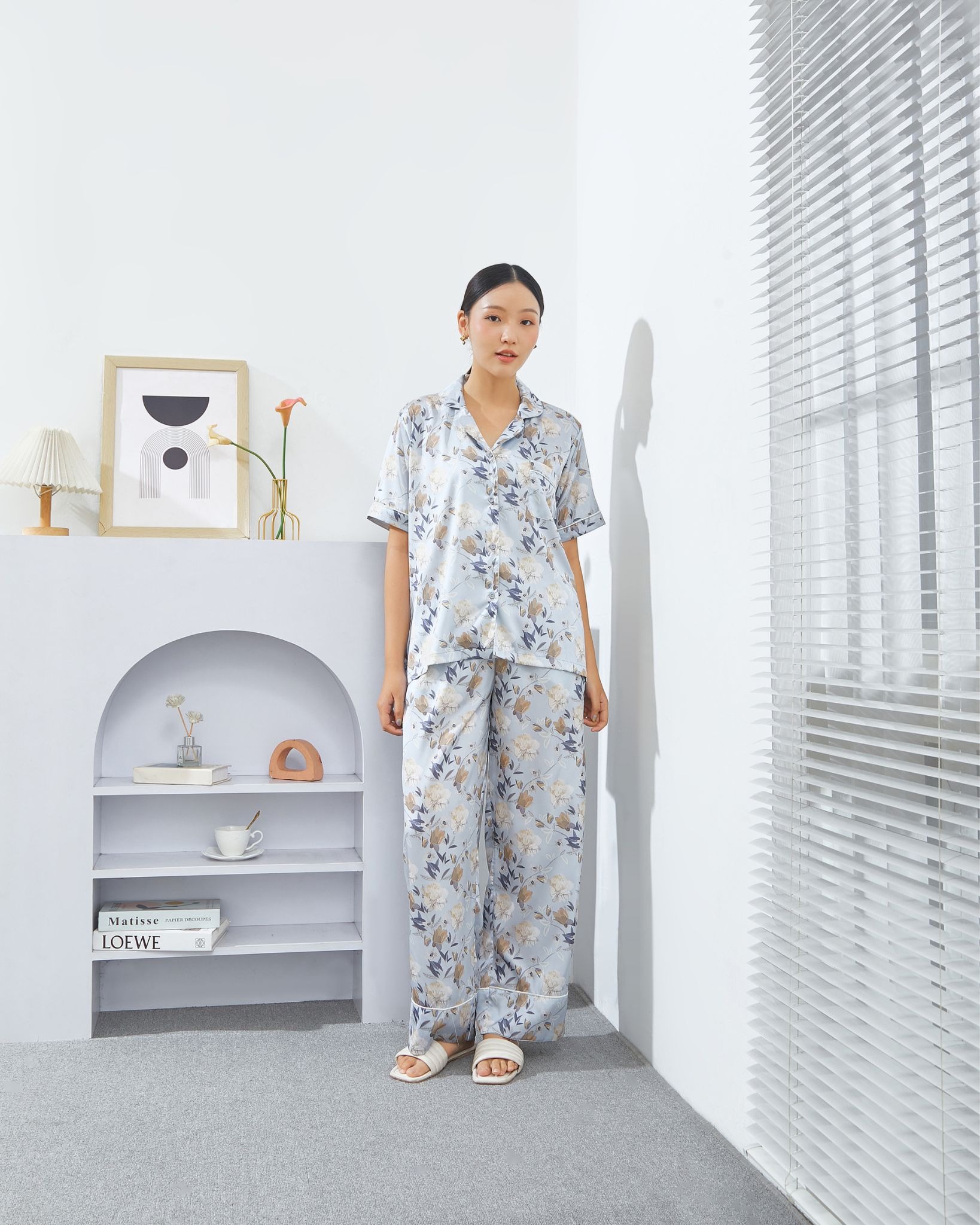 Emily Piyama Exclusive Series Baju Pendek & Celana Panjang - DYD Label - One Set Bahan Organic Silk