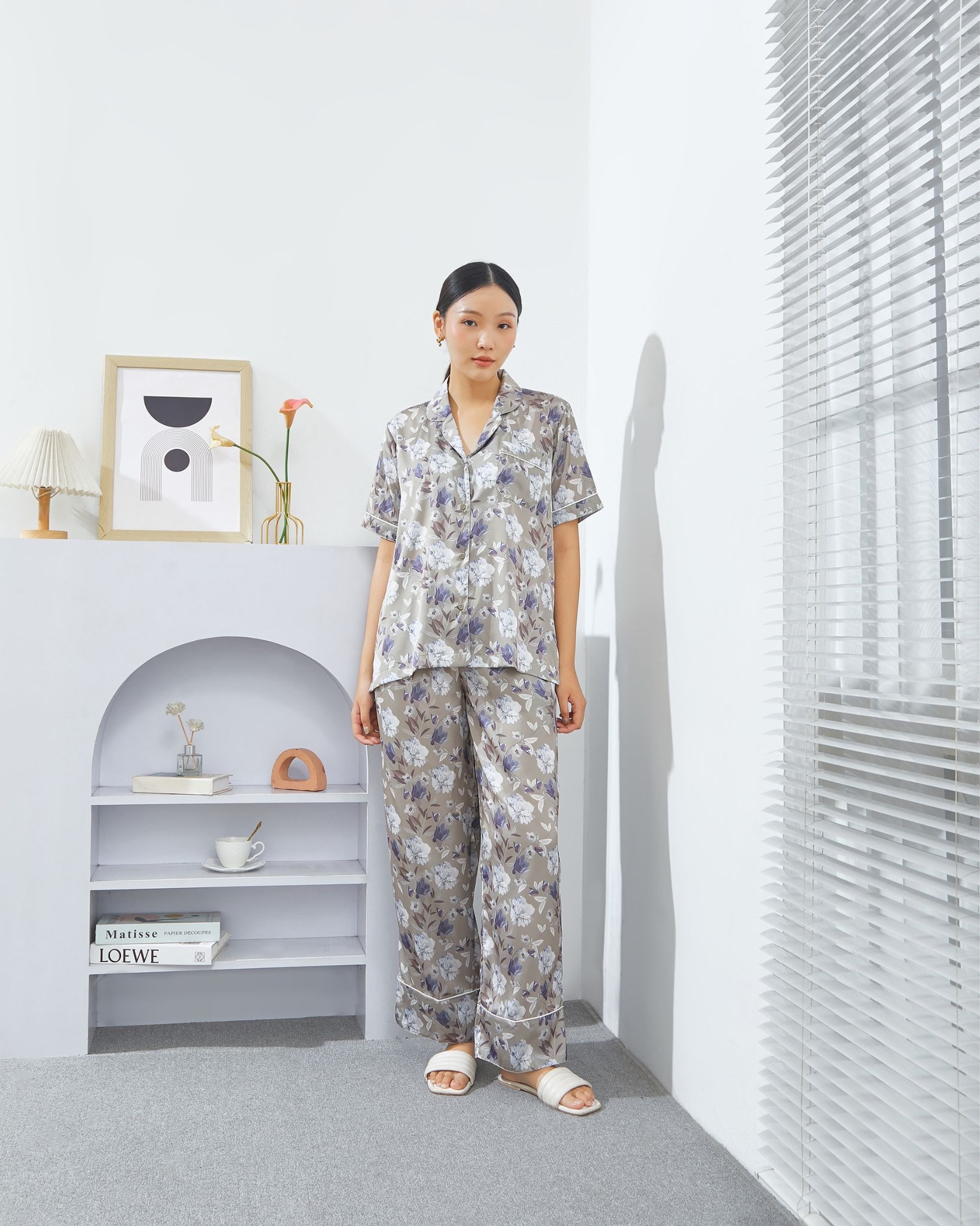 Emily Piyama Exclusive Series Baju Pendek & Celana Panjang - DYD Label - One Set Bahan Organic Silk