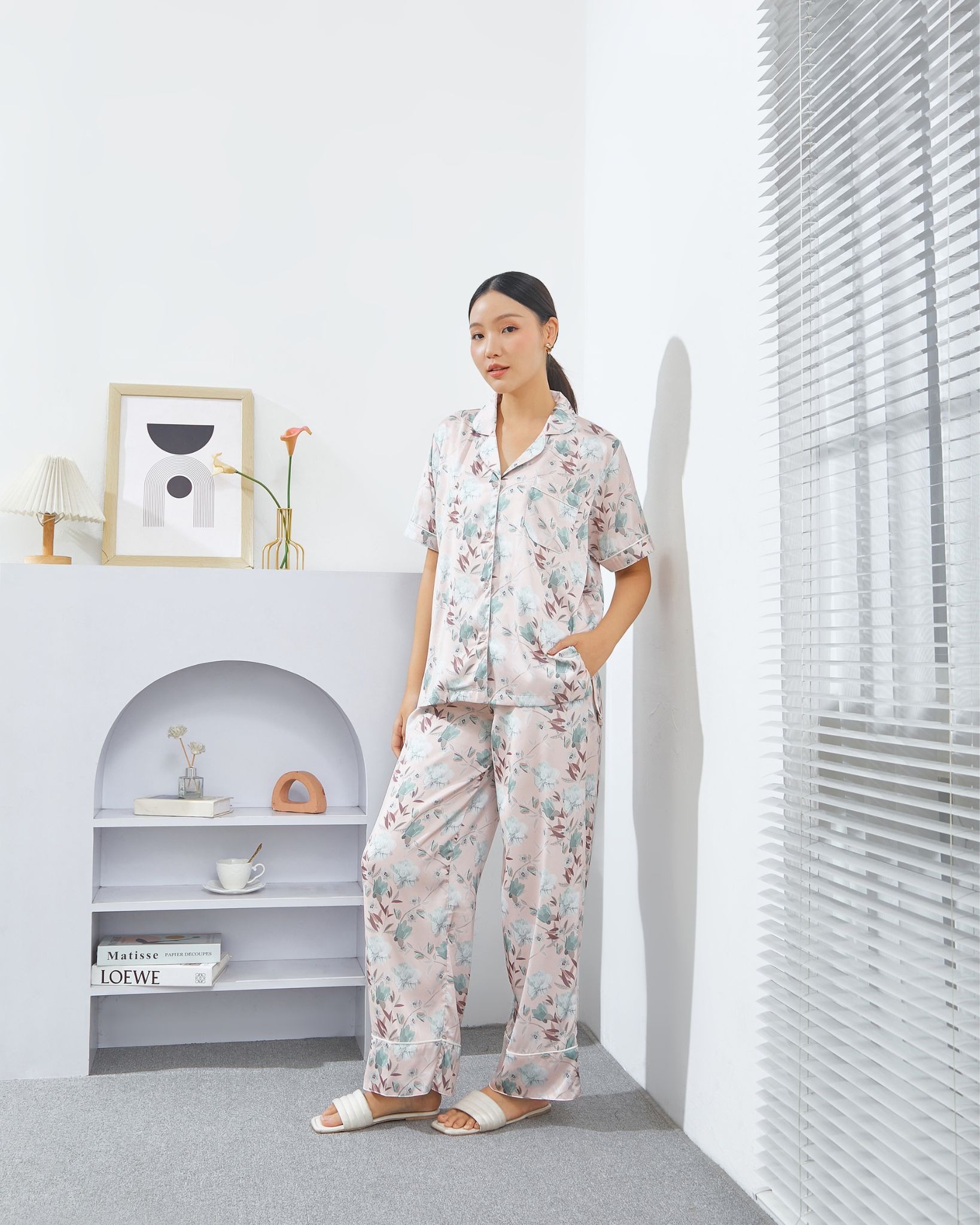 Emily Piyama Exclusive Series Baju Pendek & Celana Panjang - DYD Label - One Set Bahan Organic Silk