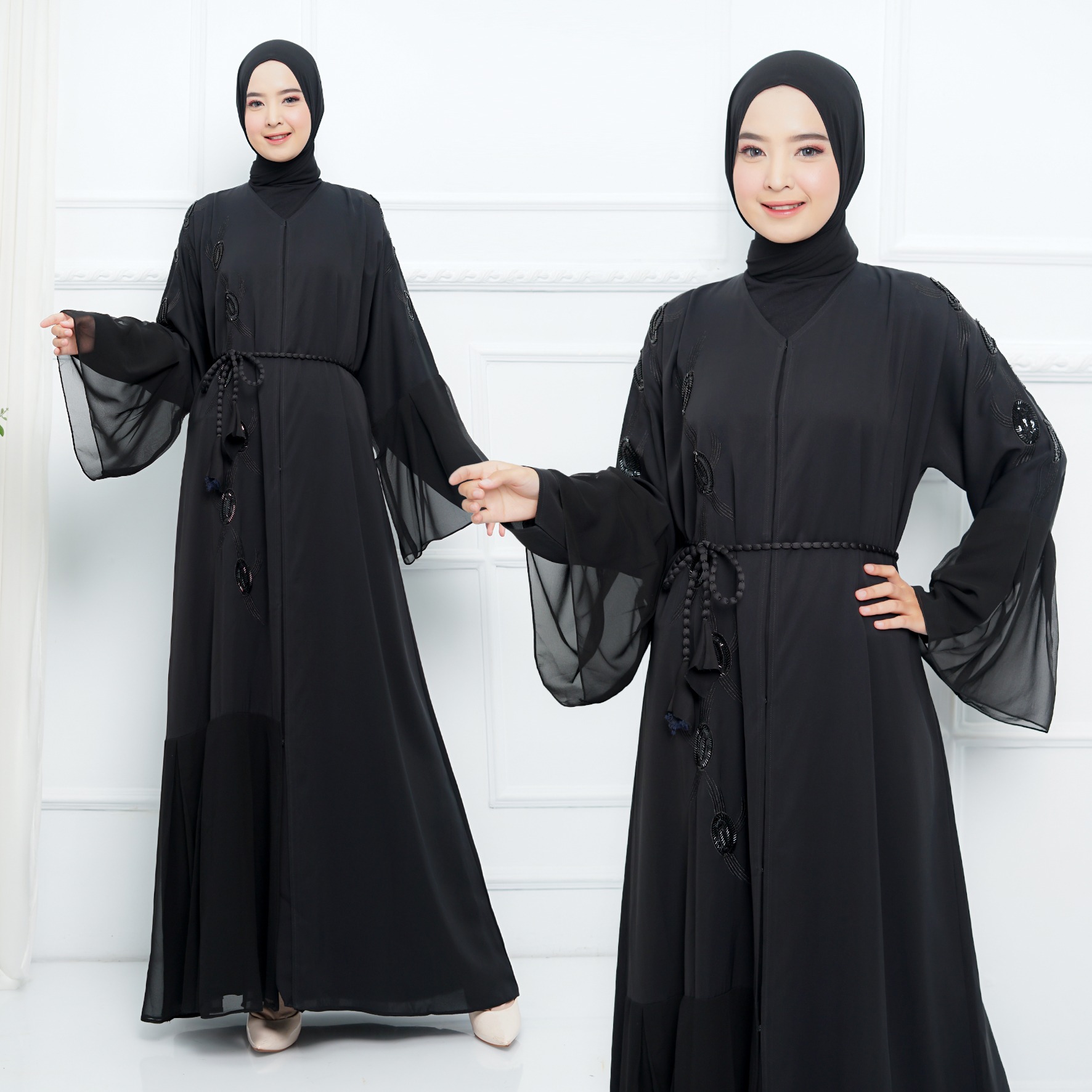 Abaya Import Gamis Arab Payet Mata Hitam - Mareebaya