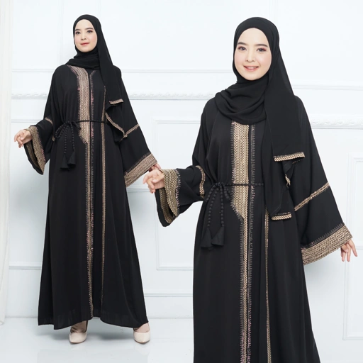 Image of Abaya Import Gamis Arab Payet Gold - Mareebaya
