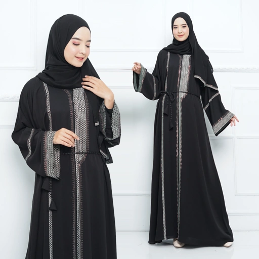 Image of Abaya Import Gamis Arab Payet Sage - Mareebaya