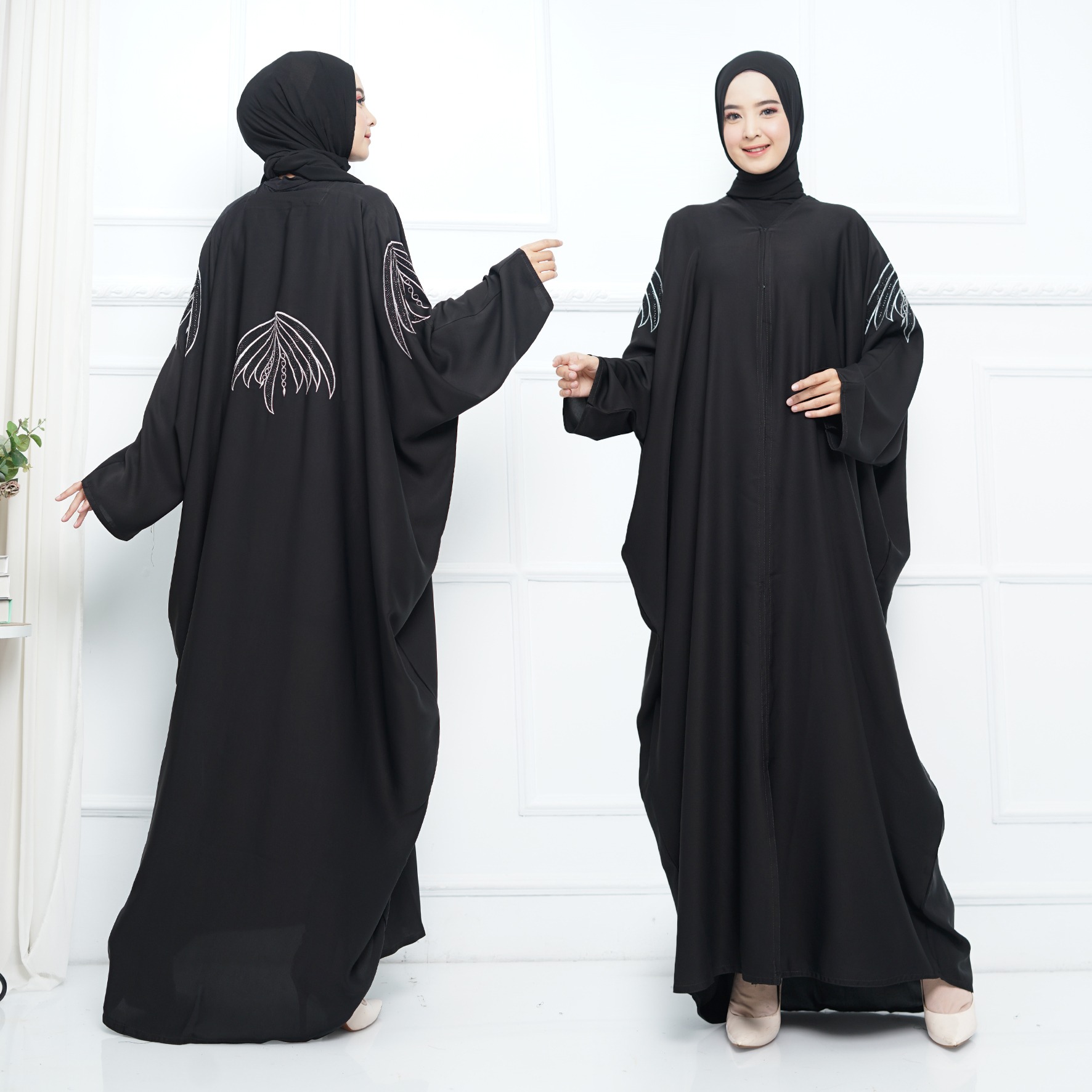 Abaya Import Gamis Arab Payet Payung Putih - Mareebaya