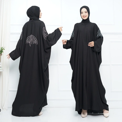 Image of Abaya Import Gamis Arab Payet Payung Putih - Mareebaya