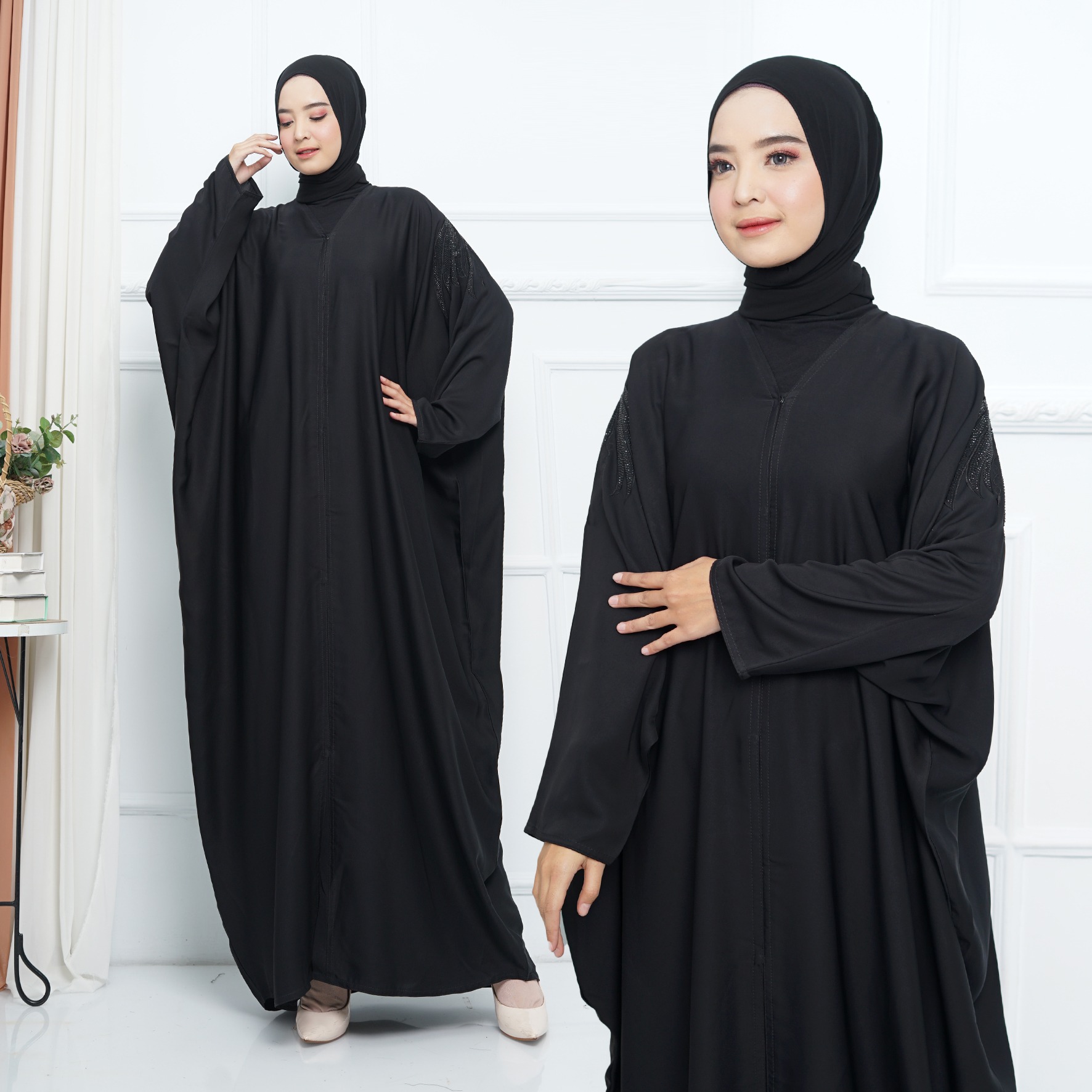 Abaya Import Gamis Arab Payet Payung Hitam - Mareebaya