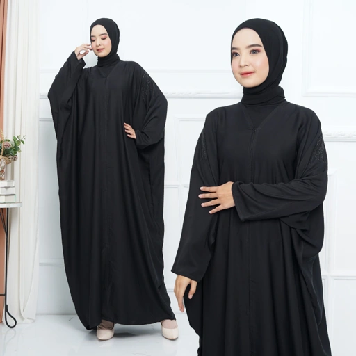 Image of Abaya Import Gamis Arab Payet Payung Hitam - Mareebaya