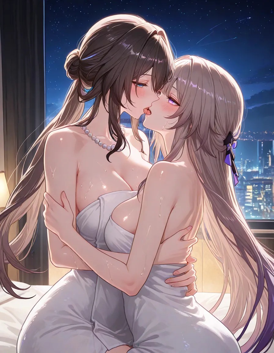 AI Anime Digital Comic Herta & Ruan Mei Lesbian Nightie Play - Honkai Star Rail R18 Bundle - 158 Ultra HD Lewd Images Pack (English & Chinese Language)