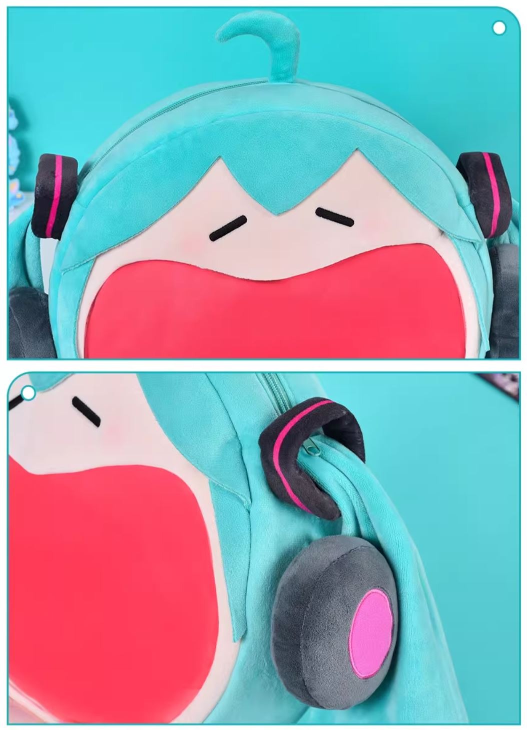 [READY STOCK ITEM] Hatsune Miku Smile Head Mascot Bag (45x40cm) - Vocaloid By Bilibili X BEMOE