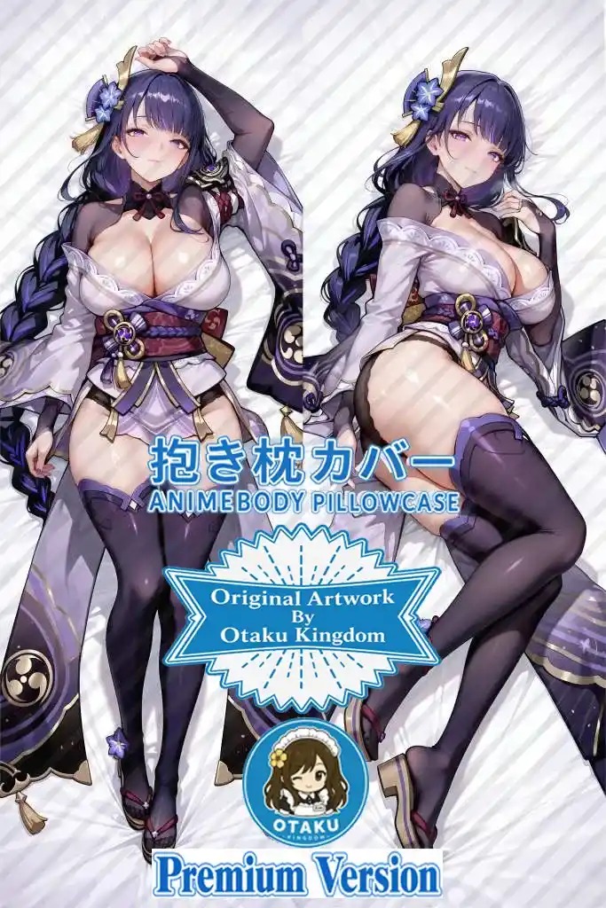 Dakimakura Anime Art Raiden Shogun -  Genshin Impact Pillow Cover Only Premium Version By Otaku Kingdom