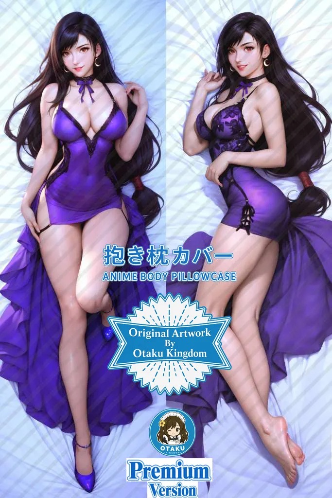 Dakimakura 3D Art Tifa Purple Lingerie Ver. - Final Fantasy VII Pillow Cover Only Premium Version By Otaku Kingdom