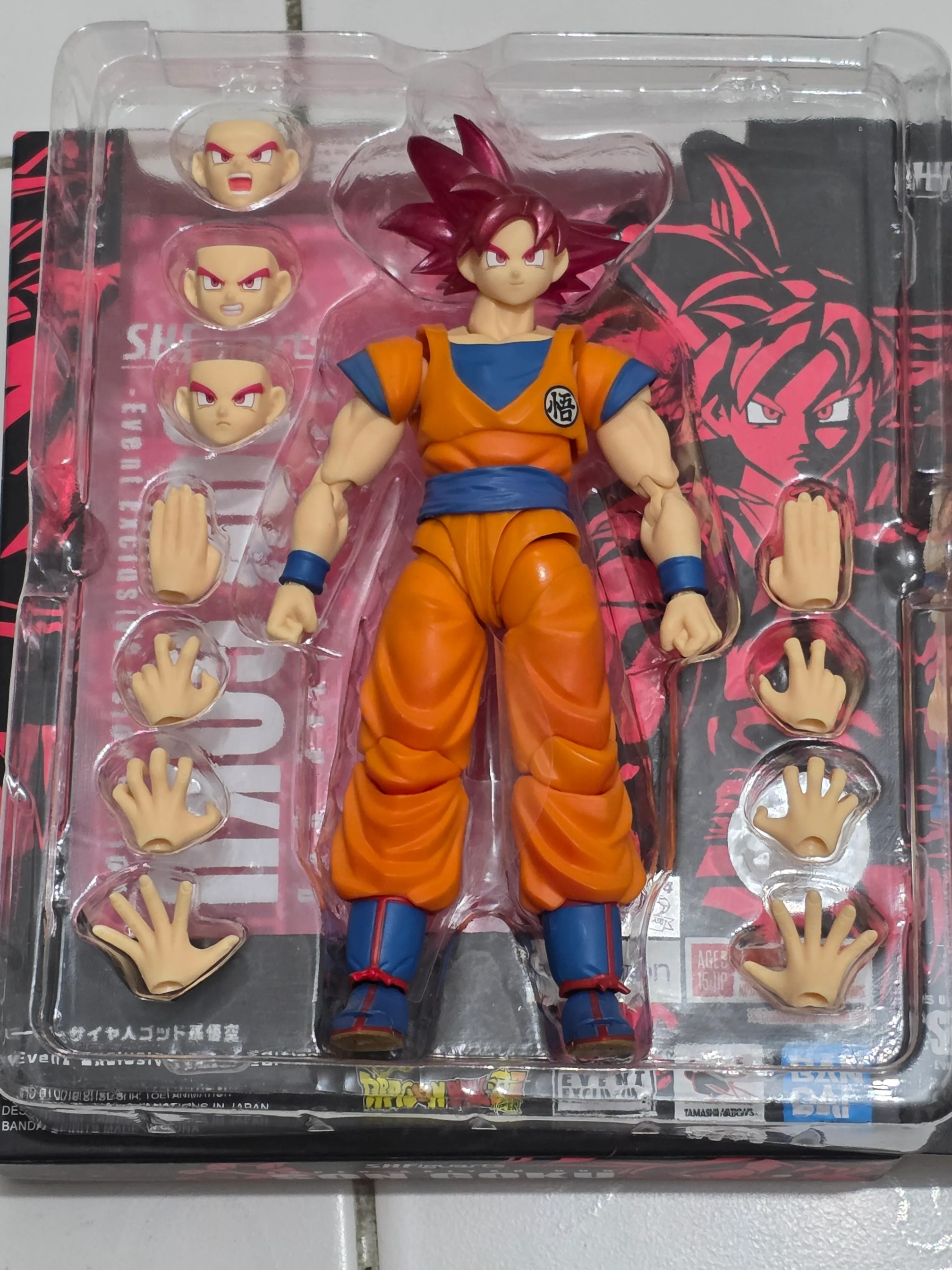 [READY STOCK ITEM] (Kondisi Bekas / Used Condition) SHF S.H.Figuarts Super Saiyan God Son Goku SDCC 2021 Event Exclusive Color Edition By Bandai Spirits