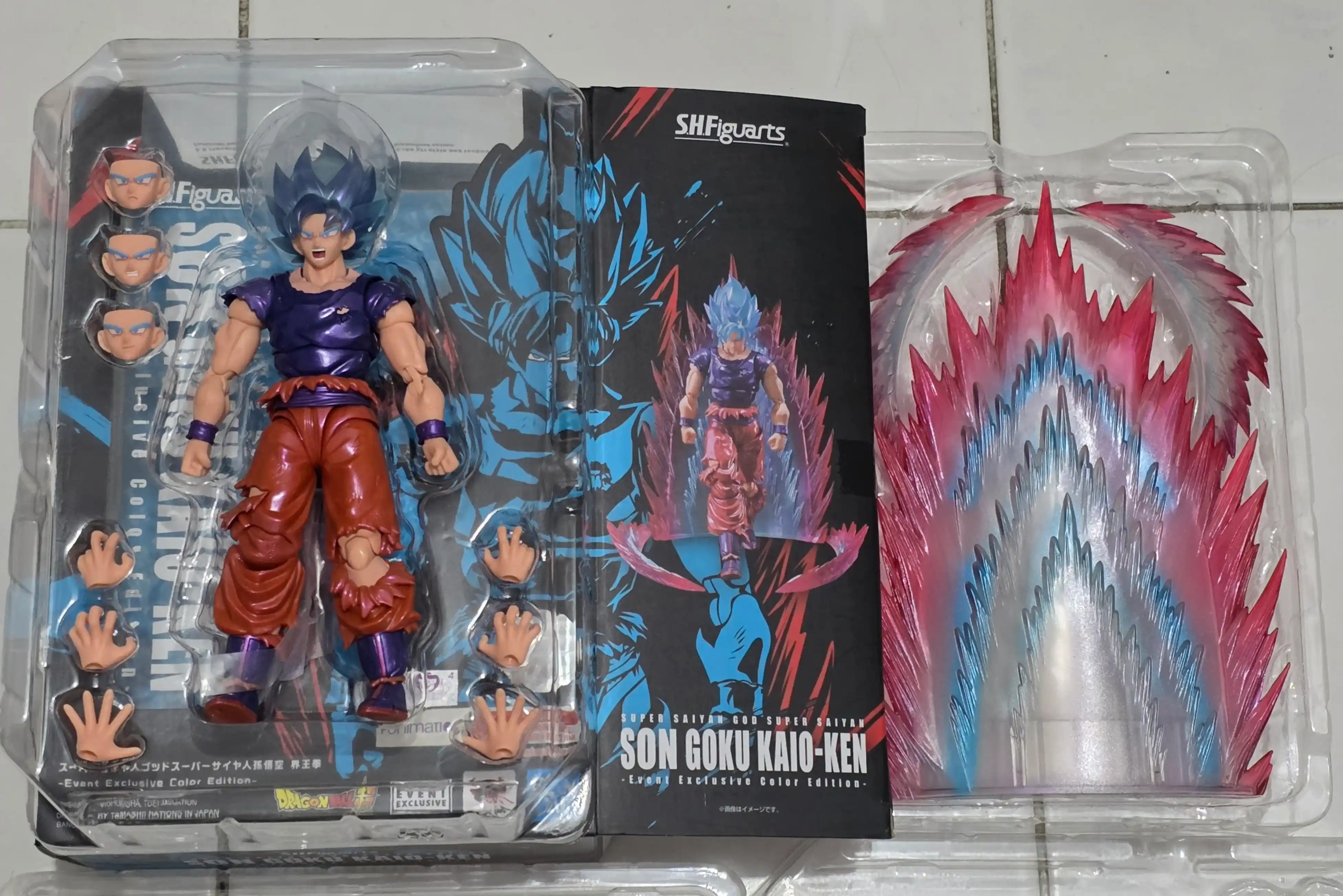 [READY STOCK ITEM] (Kondisi Bekas / Used Condition) SHF S.H.Figuarts Super Saiyan God Super Saiyan Son Goku Kaio-Ken Event Exclusive Color Edition By Bandai Spirits