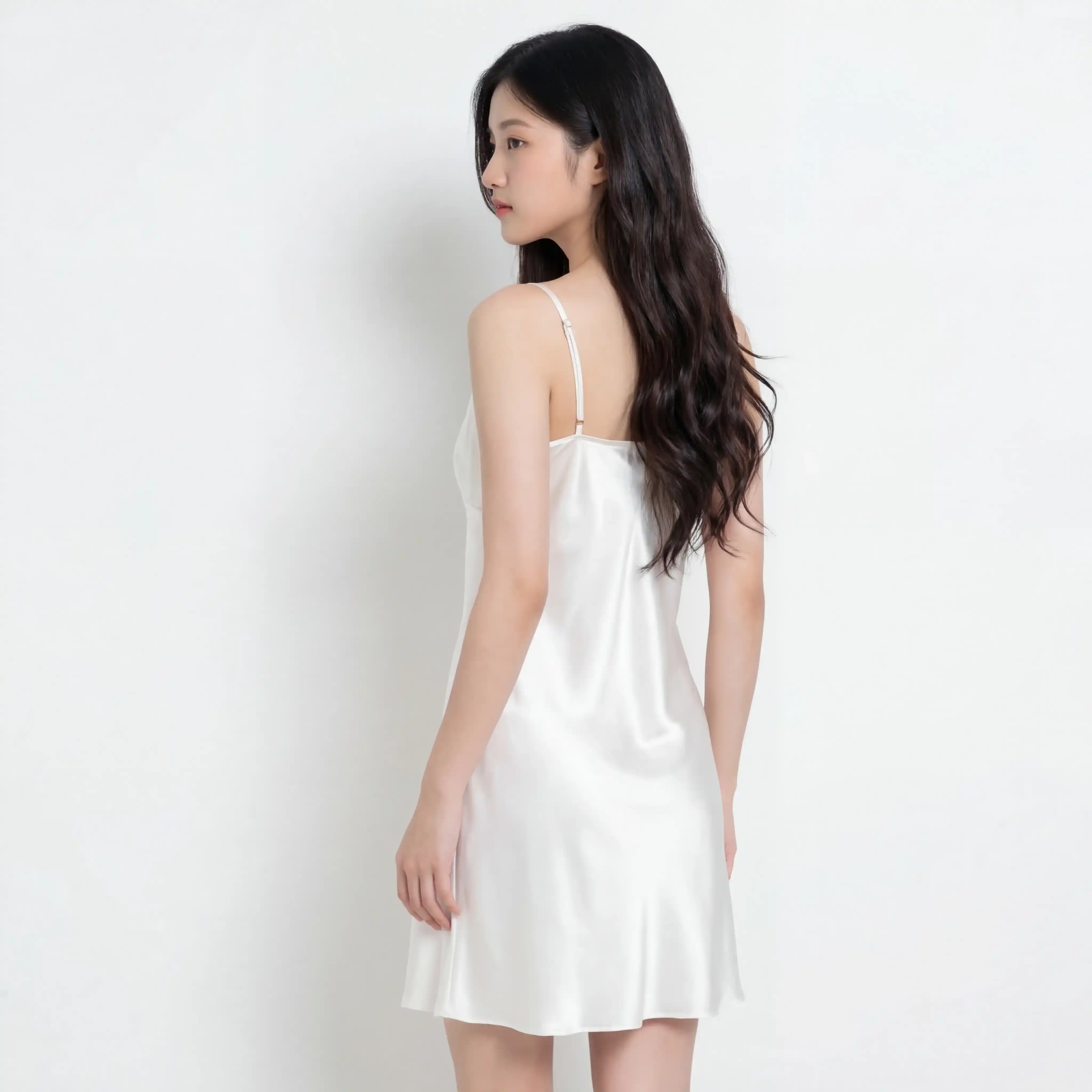 Elegant Satin Lace Slip Dress Women's V-Neck Luxury Nightgown & Sleepwear