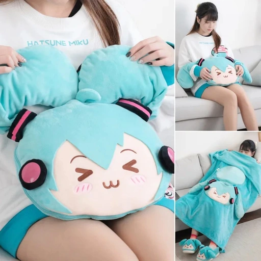 Image of Multifunctional Pillow & Blanket Hatsune Miku Squinty Eyes Series By Moeyu