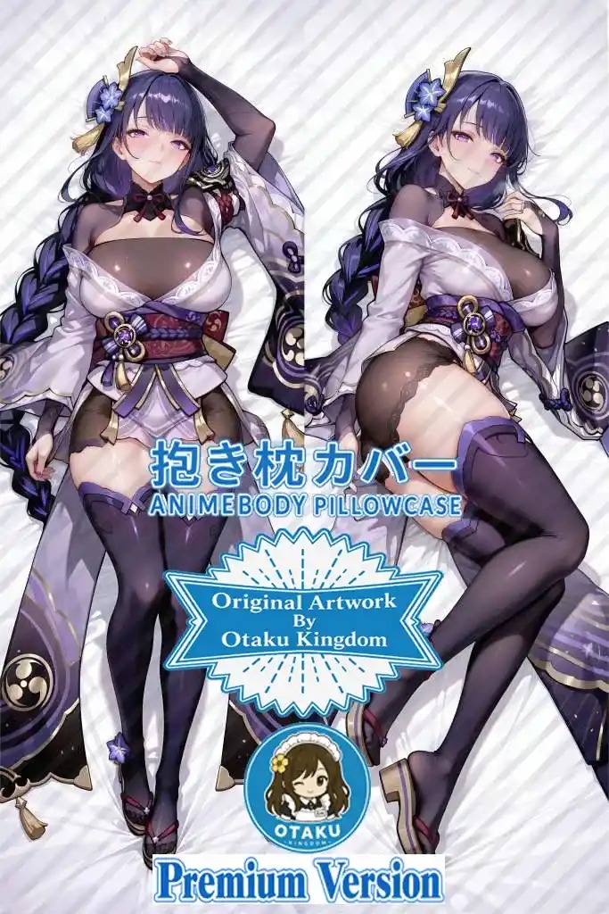Dakimakura Anime Art Raiden Shogun -  Genshin Impact Pillow Cover Only Premium Version By Otaku Kingdom