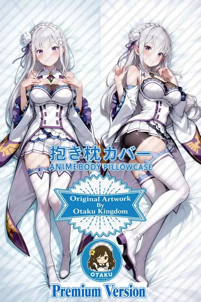 Dakimakura Anime Art Emilia - Re:Zero Kara Hajimeru Isekai Seikatsu Pillow Cover Only Premium Version By Otaku Kingdom