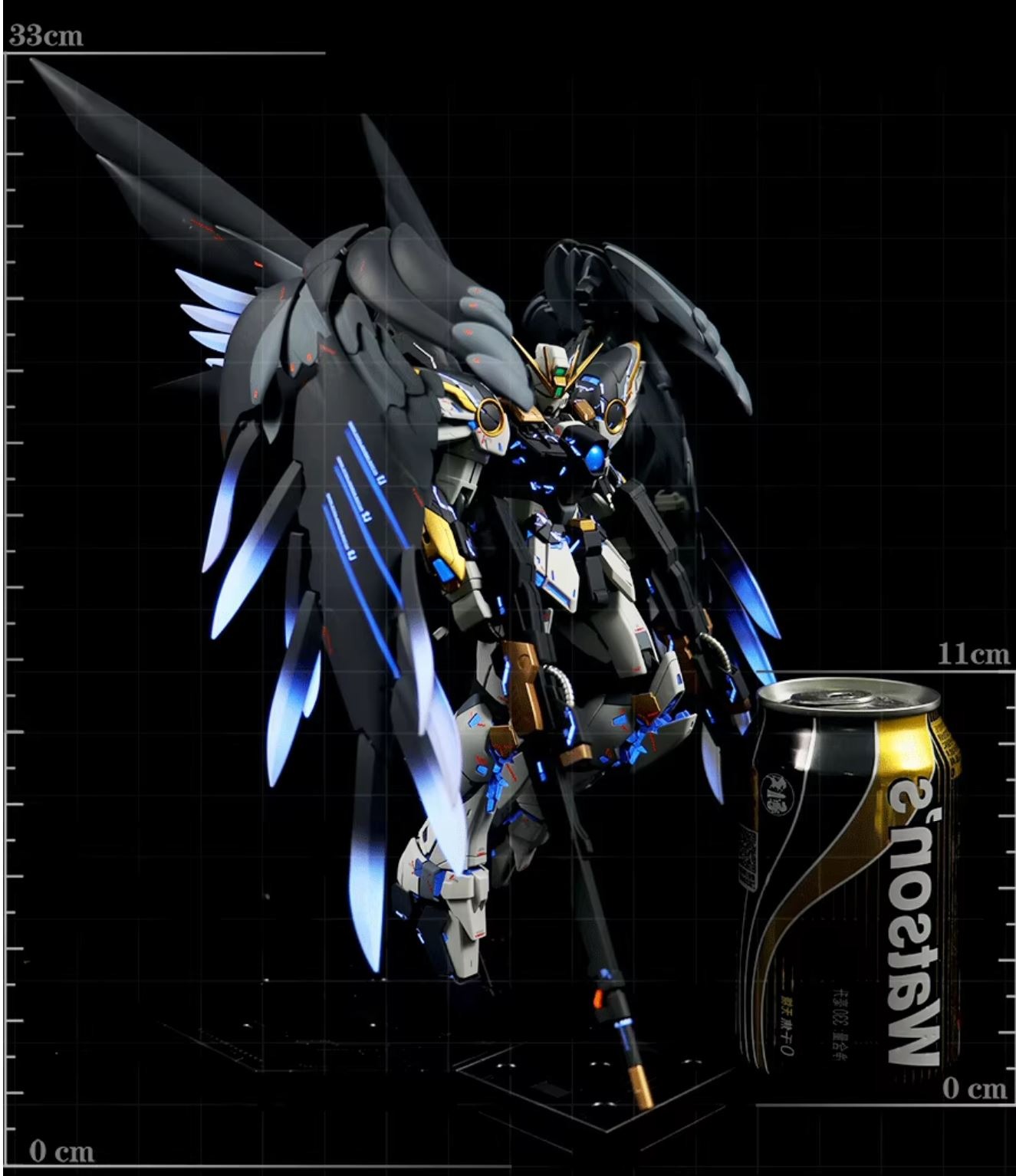 Color Changing Custom Black Swan Gundam UV fluorescent paint technology - MG Wing Zero ka ver. Bandai Model -  By Super Welfare Studio