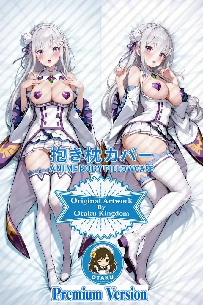 Dakimakura Anime Art Emilia - Re:Zero Kara Hajimeru Isekai Seikatsu Pillow Cover Only Premium Version By Otaku Kingdom