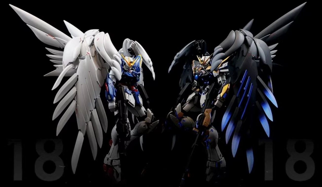 Color Changing Custom Black Swan Gundam UV fluorescent paint technology - MG Wing Zero ka ver. Bandai Model -  By Super Welfare Studio