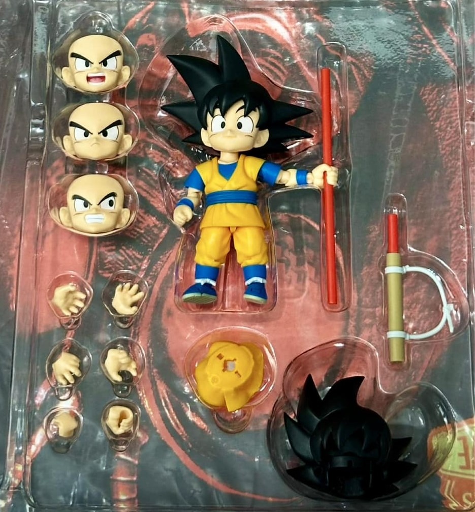 [READY STOCK LIMITED ITEM] SHF Custom chibi Songoku Daima + 3 headsclupt (ssj1,2,3) ver. (not SHF S.H.Figuarts bandai)