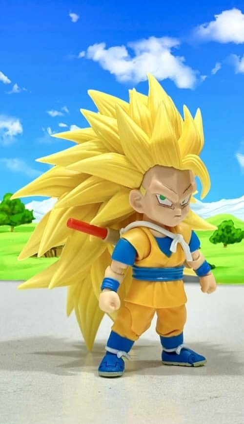 [READY STOCK LIMITED ITEM] SHF Custom chibi Songoku Daima + 3 headsclupt (ssj1,2,3) ver. (not SHF S.H.Figuarts bandai)