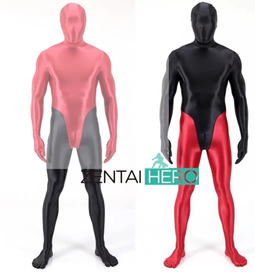Image of Zentai 3D tailored high-elasticity ultra-silky Bodysuit sexy full-coverage red and black spliced ​​glossy fabric By Zentai Hero