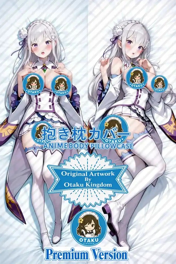 Dakimakura Anime Art Emilia - Re:Zero Kara Hajimeru Isekai Seikatsu Pillow Cover Only Premium Version By Otaku Kingdom