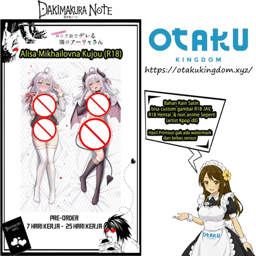 Image of Sarung Bantal Dakimakura Alisa Mikhailovna Kujou - Tokidoki Bosotto Russia-go de Dereru Tonari no Alya-san Pillow Cover Only Or + Pillow Core By Otaku Kingdom
