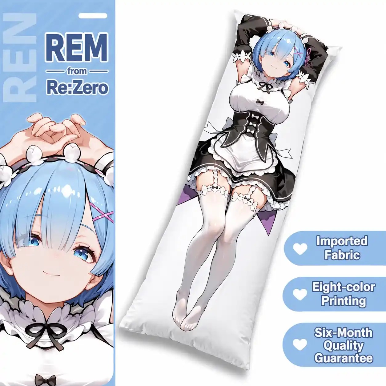 Dakimakura Anime Art Rem - Re:Zero Kara Hajimeru Isekai Seikatsu Pillow Cover Only Premium Version By Otaku Kingdom