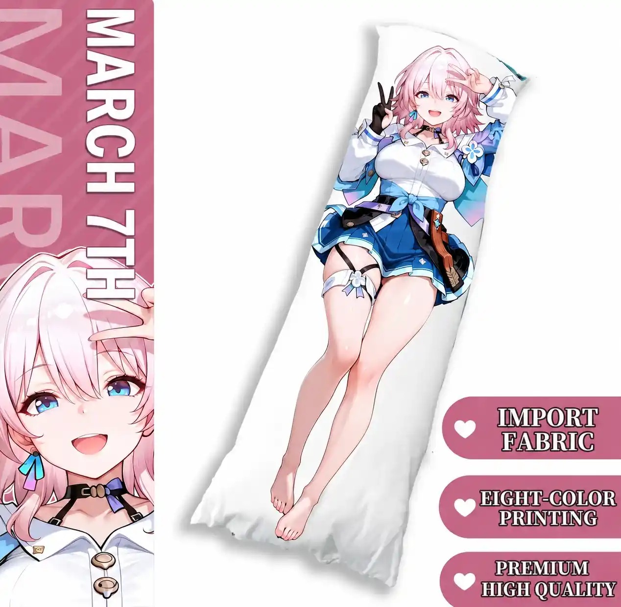 Dakimakura Anime Art March 7th - Honkai Star Rail Pillow Cover Only Premium Version By Otaku Kingdom
