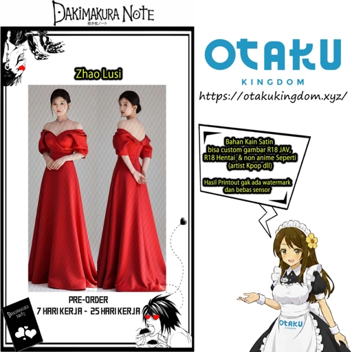 Image of Sarung Bantal Dakimakura 3D Art Zhao Lusi Red Gown Ver. - Artist Pillow Cover Only Or + Pillow Core By Otaku Kingdom
