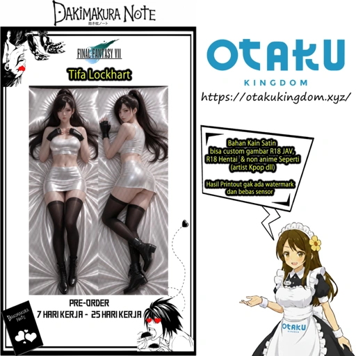 Image of Dakimakura 3D Art Tifa Lockhart Ponytail Hair White Clothes Ver. - Final Fantasy VII Pillow Cover Only Or + Pillow Core By Otaku Kingdom