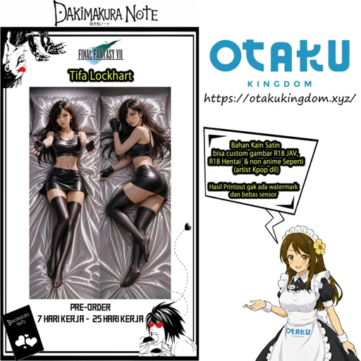 Image of Dakimakura 3D Art Tifa Lockhart Sexy Black Clothes Ver. - Final Fantasy VII Pillow Cover Only Or + Pillow Core By Otaku Kingdom