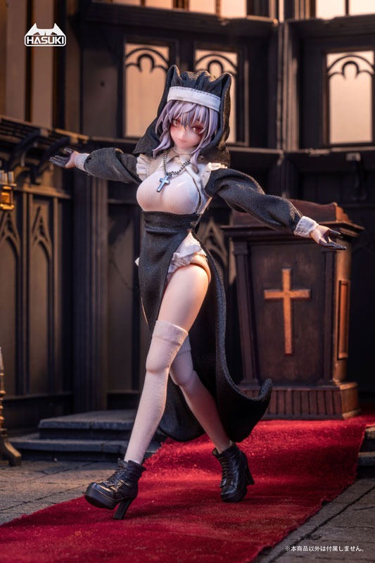 Doll Costume CS017 Nun Outfit A for 1/10 - 1/12 Action Figure By HASUKI
